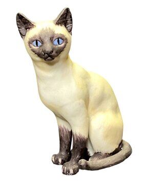 Vtg Siamese Cat Figurine Andrea by Sadek Porcelain Japan Sitting Blue Eyes